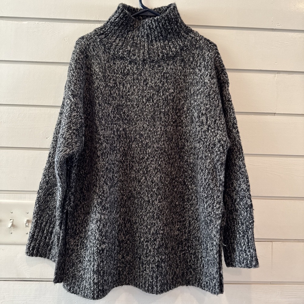 Ann Taylor Wool Blend Sweater‎ High Neck Size S Black/gray/white Knit